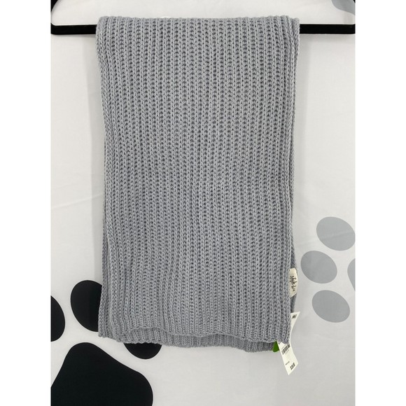Style & Co NWT Solid Ribbed Muffler Extra Long Recycled Wrap Scarf Grey OS New - Picture 2 of 10